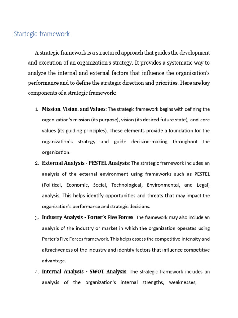 Strategic Framework for Organizational Success | PDF | Strategic ...