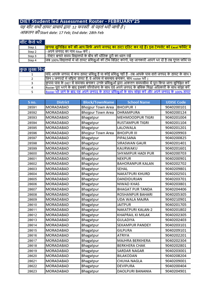 DIET Student Roster Final Blockbad | PDF