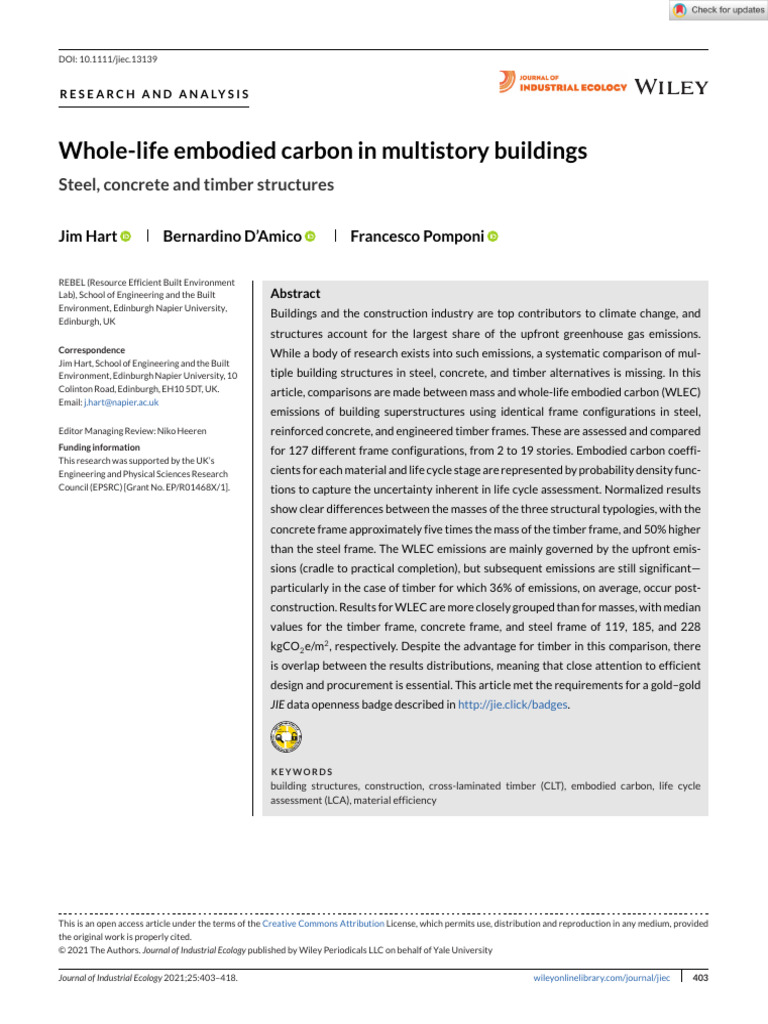 Whole-Life Embodied Carbon in Multistory Buildings | PDF | Life Cycle ...