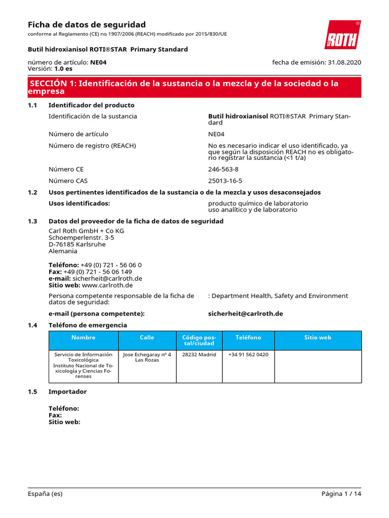 Butil Hidroxianisol | PDF | Toxicidad | Química