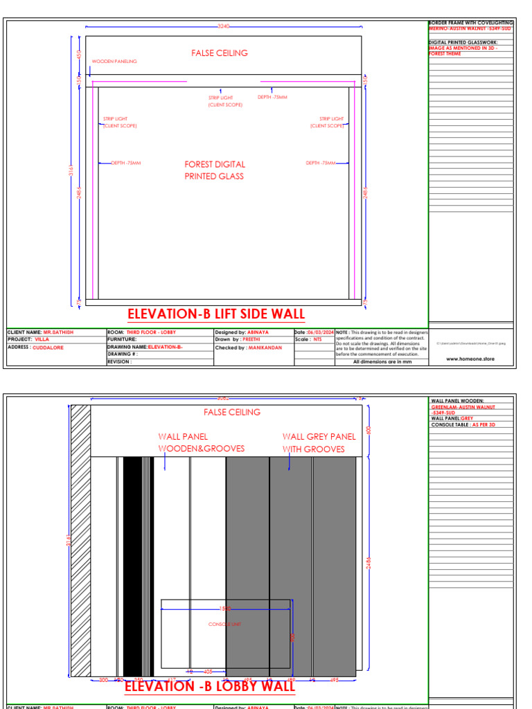 Villa Interior Elevation Drawings | PDF | Building Engineering | Furniture
