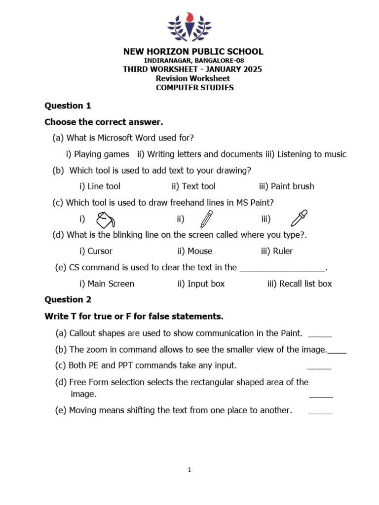 Grade_3_Computer_Studies_Revision_worksheet_1736233486 | PDF | Computer ...