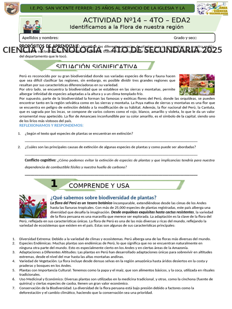 Act 14 - 4to - Eda 2 | PDF | Perú | Biodiversidad