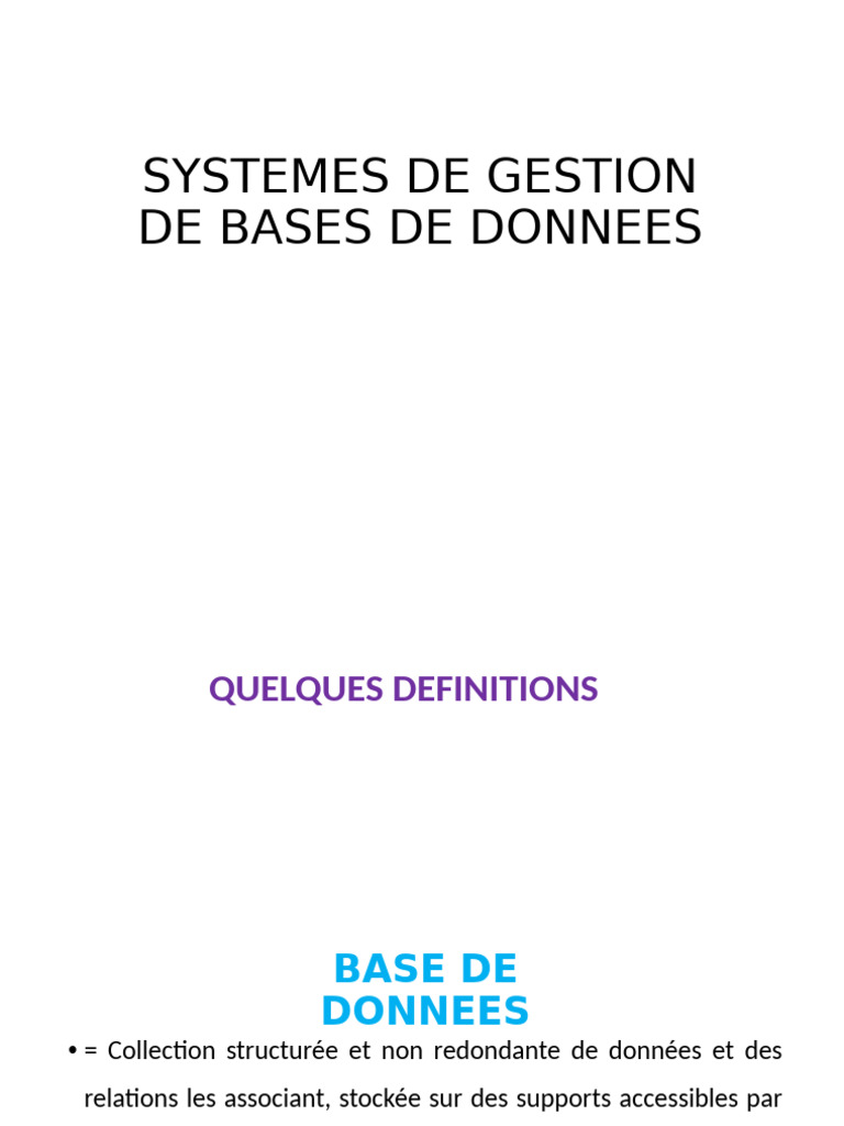 Introduction aux systèmes de gestion de bases de données | PDF | Bases ...