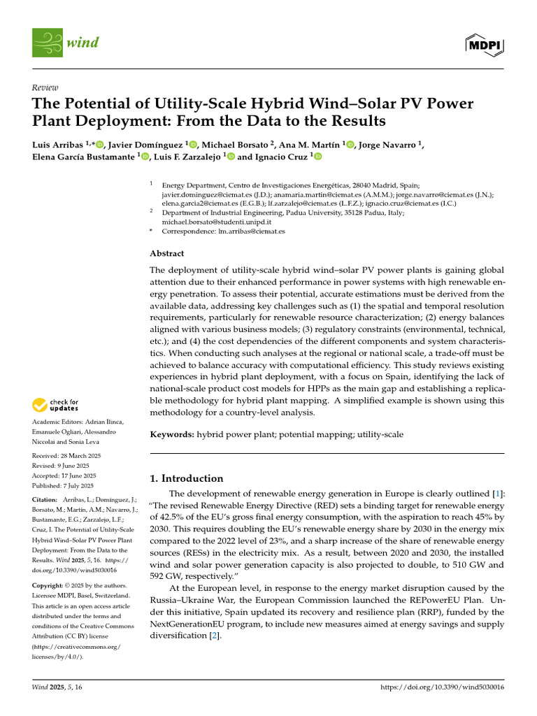 Hybrid Wind-Solar Power Plant Potential | PDF | Photovoltaics | Wind Power