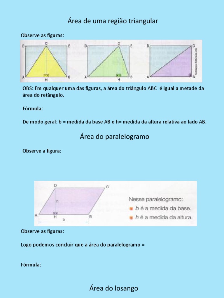 Cálculo da Área de Figuras Planas | PDF | Área | Triângulo