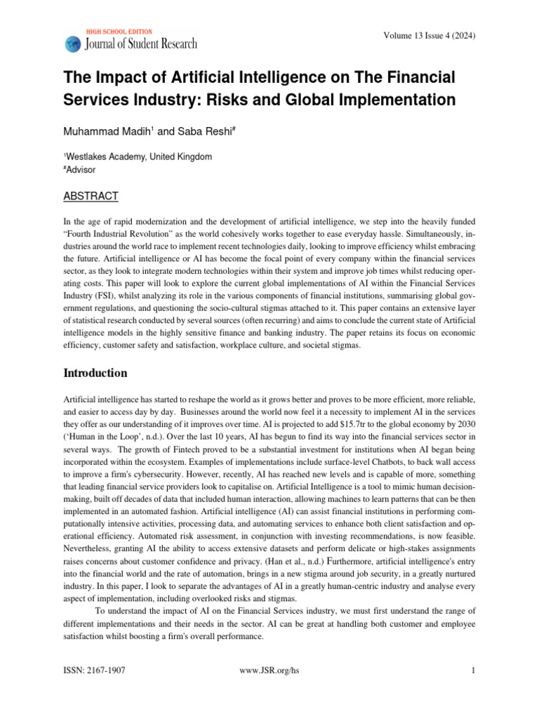 AI Risks in Financial Services | PDF | Artificial Intelligence ...