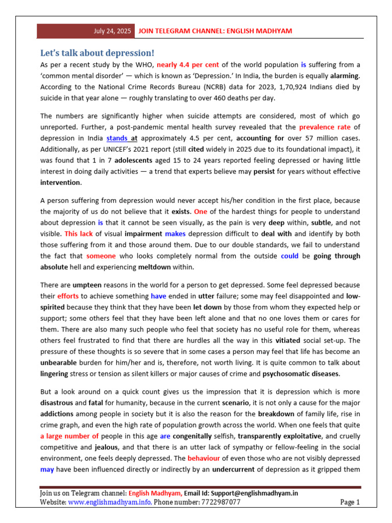 Understanding Depression in India | PDF | Major Depressive Disorder ...