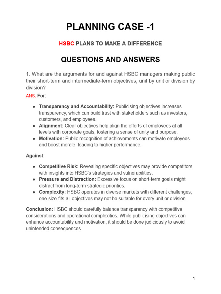 HSBC's Strategic Objectives and Stakeholder Impact | PDF | Corporate ...