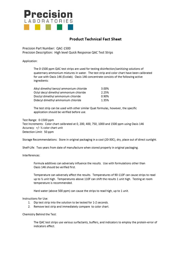 QAC 1500 High Level QAC Fact Sheet | PDF | Chemical Compounds ...