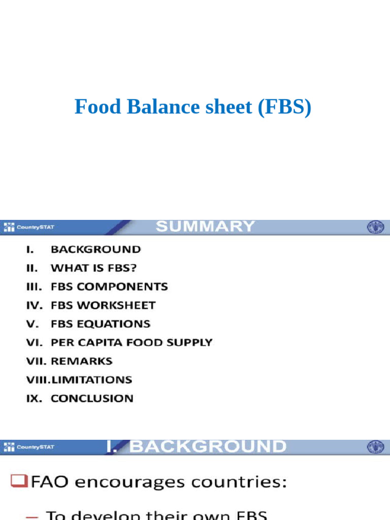 Food Balance Sheet | PDF