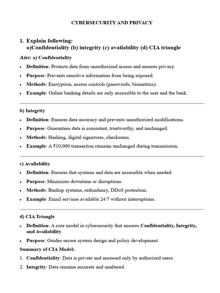 Cybersecurity Principles and Contingency Planning | PDF | Information ...