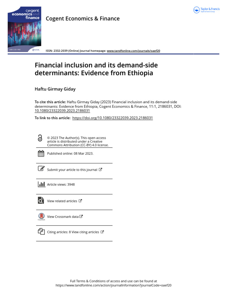 Financial Inclusion in Ethiopia: Key Factors | PDF | Financial ...