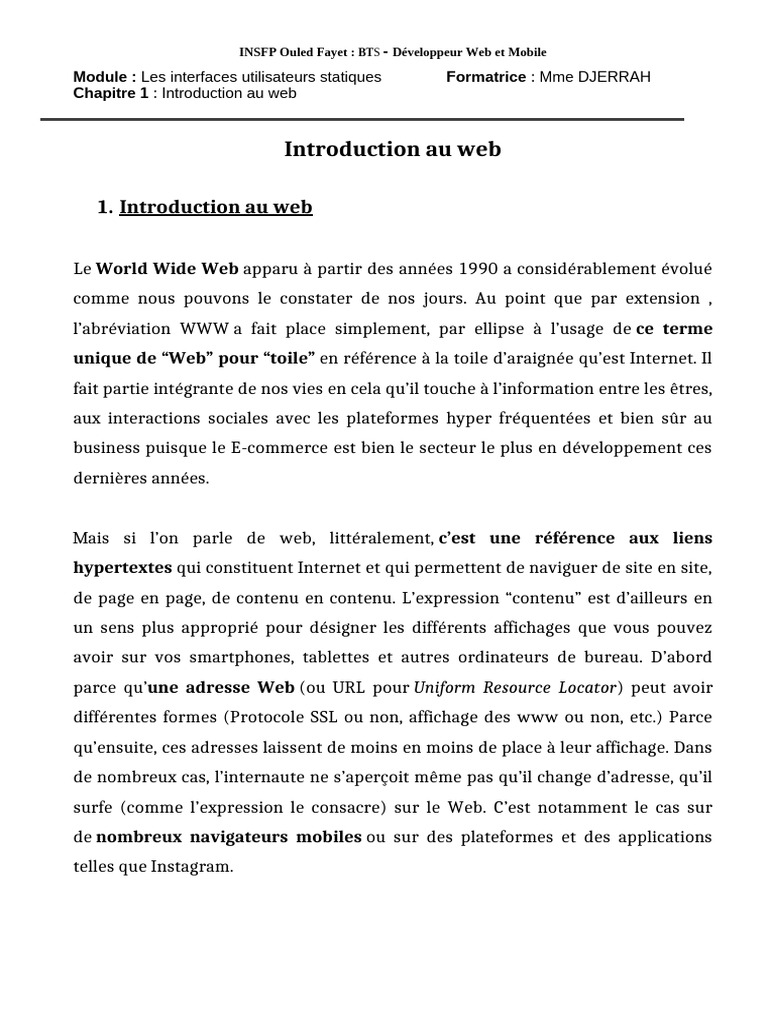Introduction au Web et Sites Statique | PDF | Internet | Internet et Web