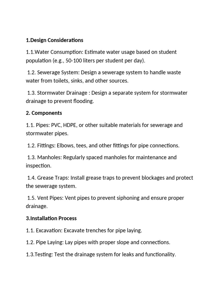 Water and Drainage System Design Guide | PDF