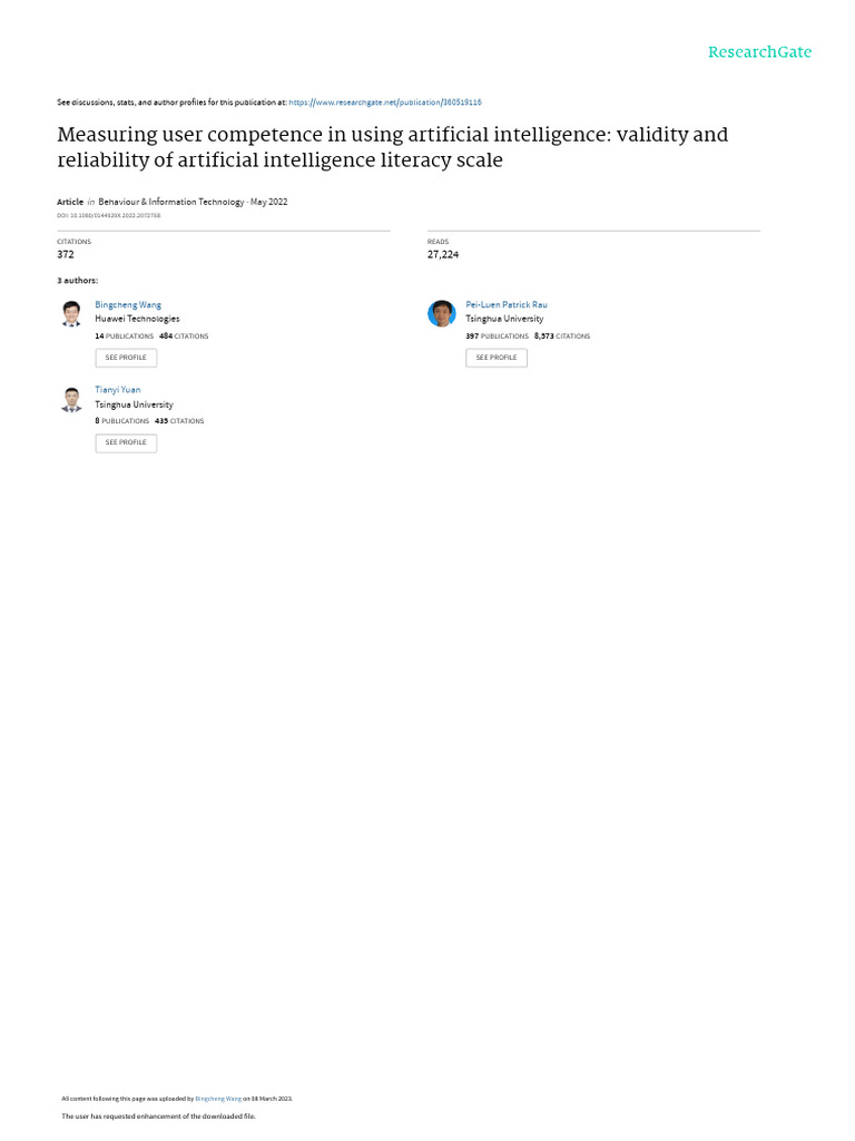 AI Literacy Scale Validation Study | PDF | Artificial Intelligence ...