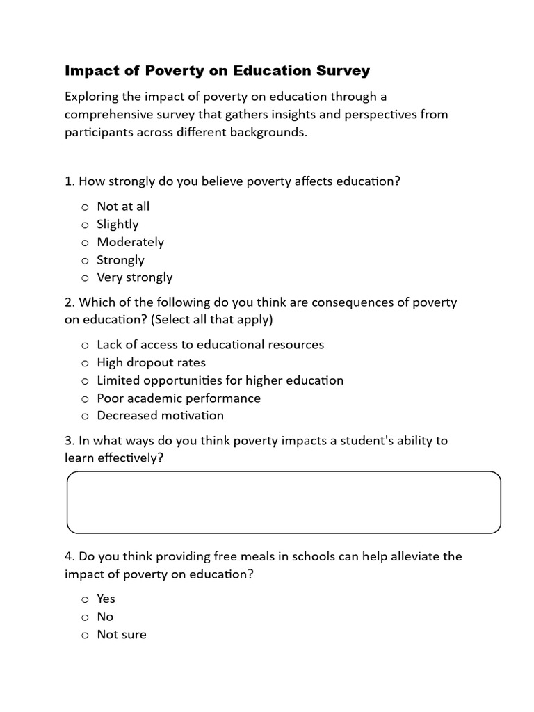 Poverty's Impact on Education Survey | PDF