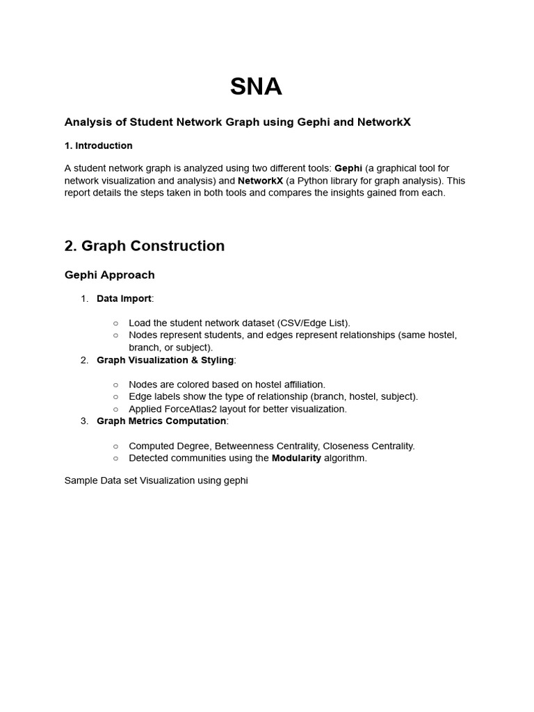 Student Network Analysis: Gephi vs NetworkX | PDF | Applied Mathematics ...