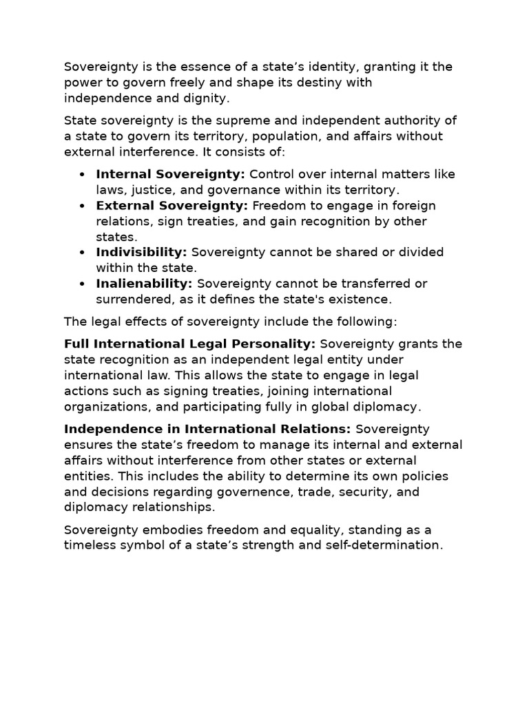 Understanding Internal and External Sovereignty | PDF