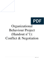 Organizational Behaviour Project (Handout N°1) : Conflict & Negotiation