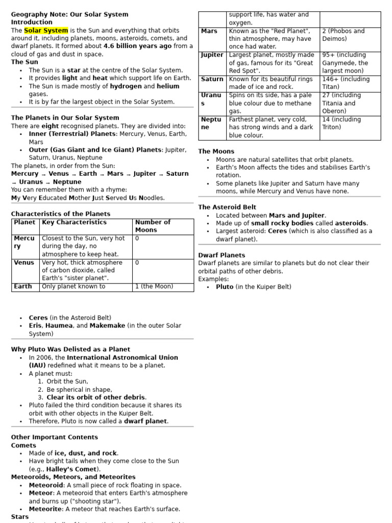Geography For Kevin | PDF | Planets | Solar System