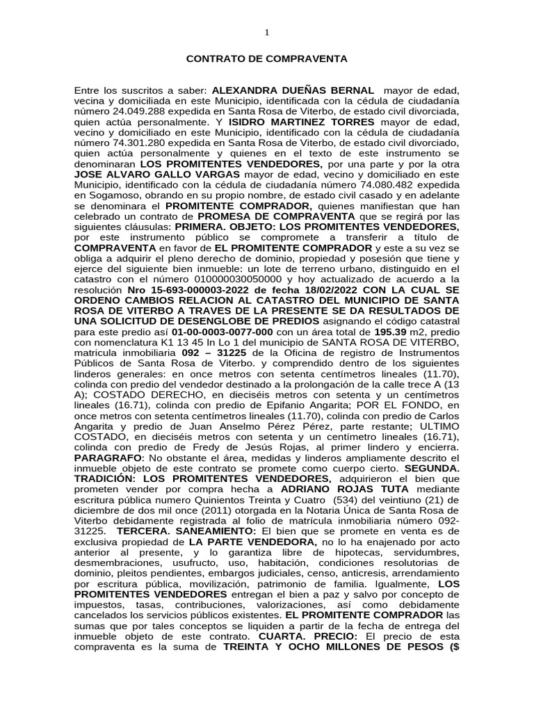 Contrato de Promesa de Compraventa Inmueble | PDF | Ley común