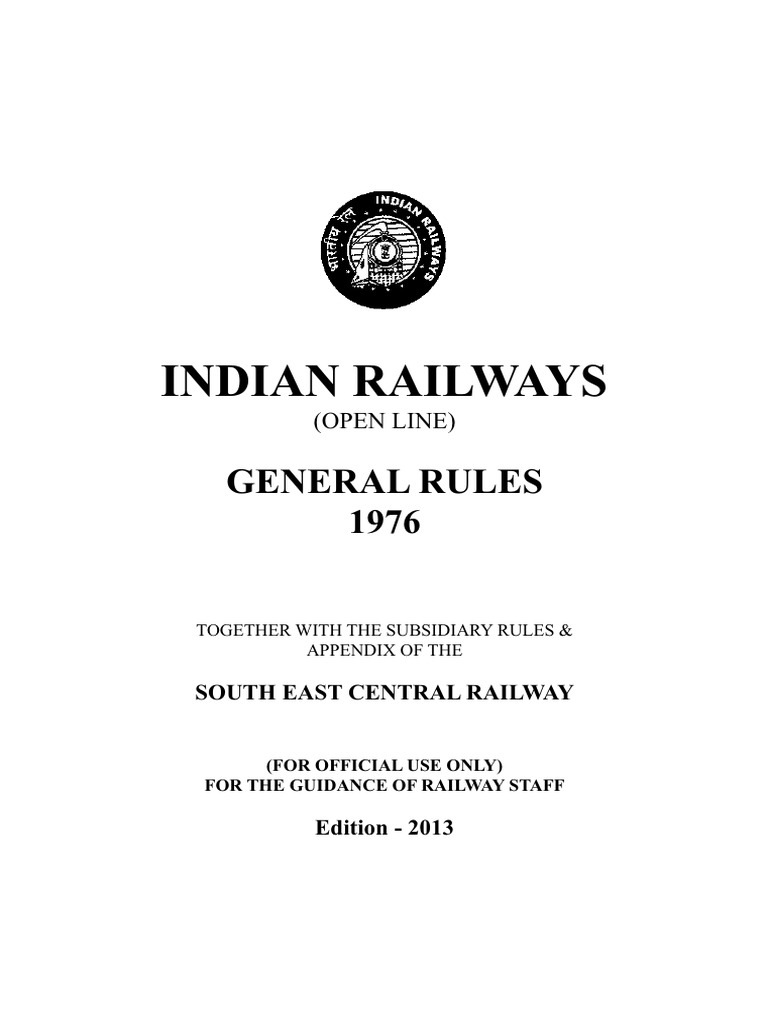 Indian Railways General Rules 1976 | PDF | Railway Safety | Transport ...