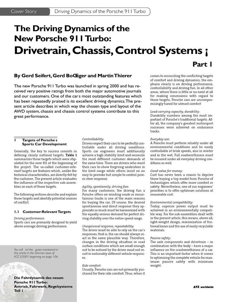 Porsche 911 Turbo: Driving Dynamics Explained | PDF | Four Wheel Drive ...