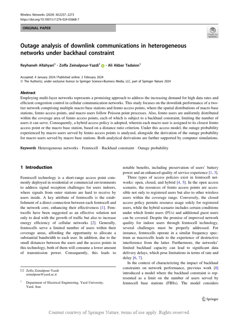 Outage Analysis of Downlink Communications in Hete | PDF | Orthogonal ...