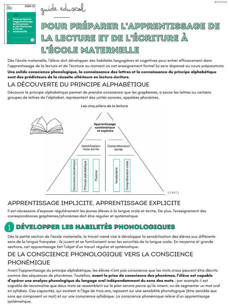 Guide pour l'apprentissage lecture-écriture | PDF | Syllabe | Phonologie
