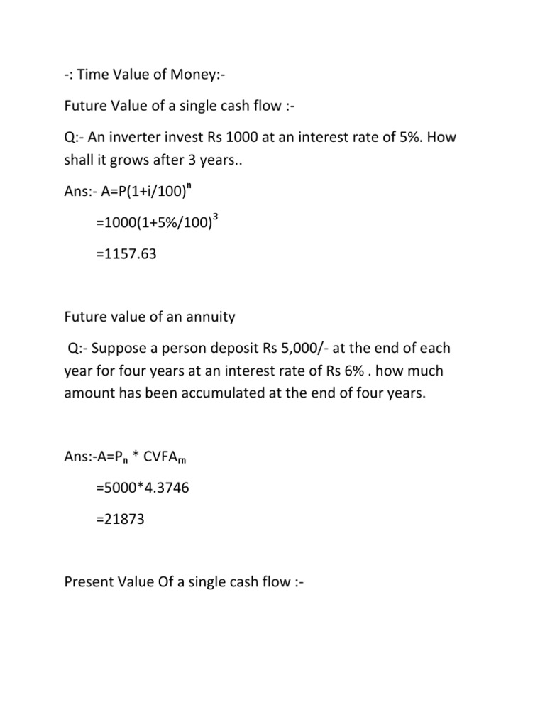 Time Value of Money PDF Present Value Time Value Of Money