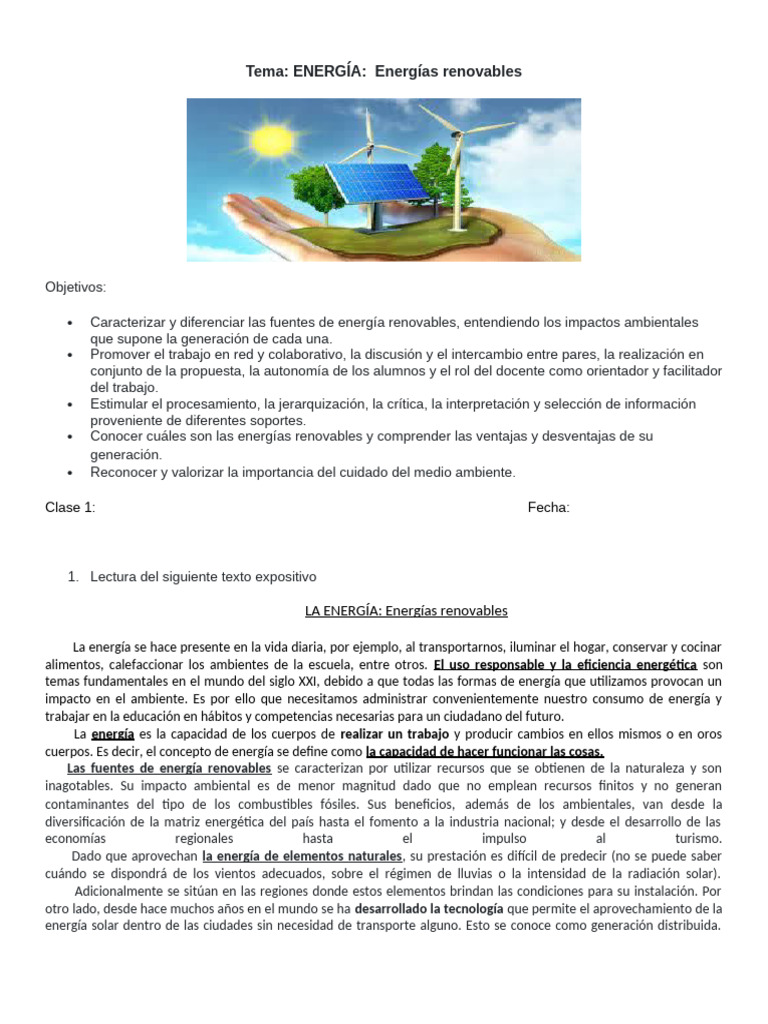 Fuentes de Energía Renovables y su Impacto | PDF | Desarrollo ...