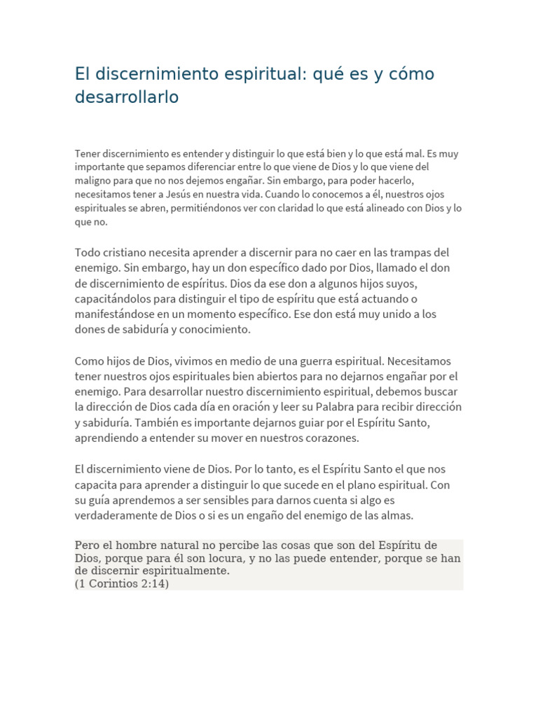Discernimiento Espiritual: Guía y Ejemplos | PDF | Jesús | Fe