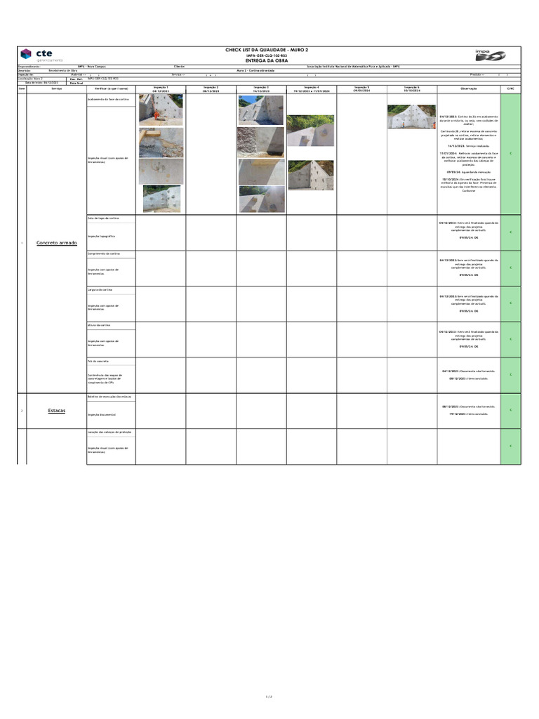 Check List de Inspeção - Muro 2 IMPA | PDF