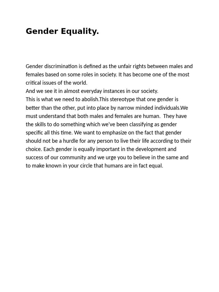 Gender Equality | PDF