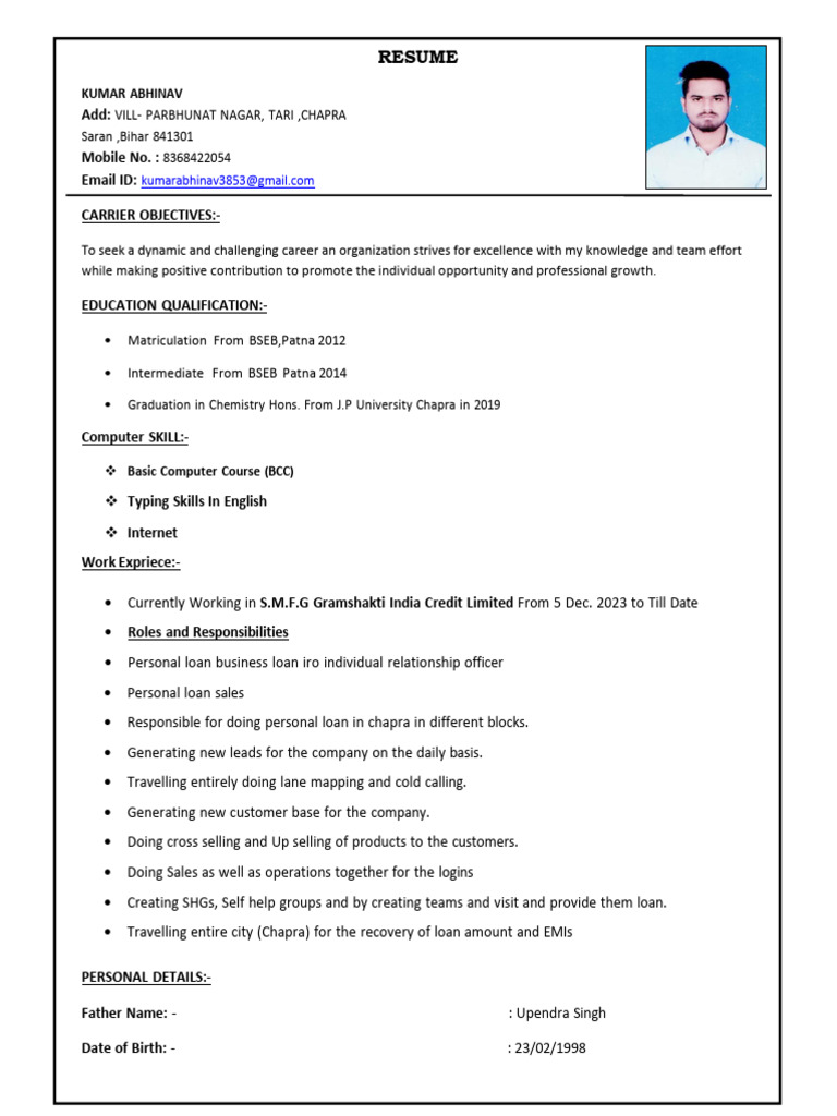 Kumar Abhinav Resume Overview | PDF