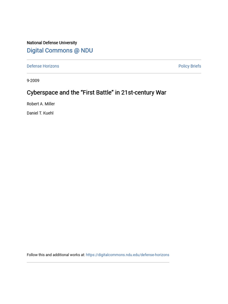Cyberspace and The .First Battle. in 21st-Century War | PDF ...