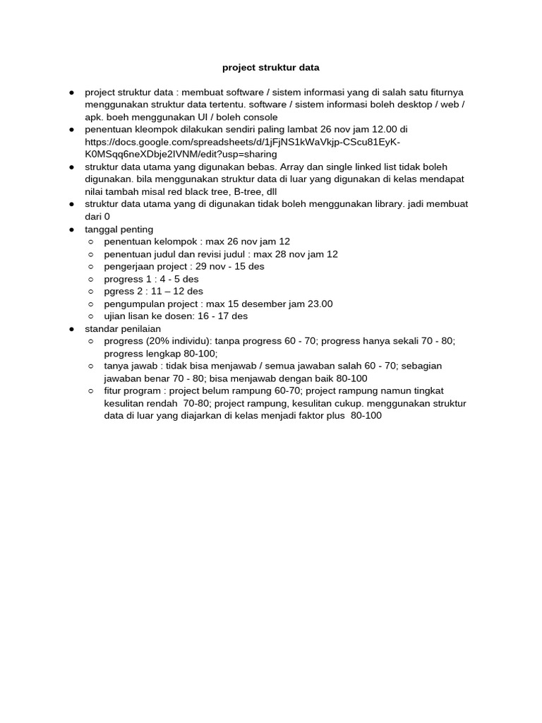Proyek Struktur Data: Panduan dan Deadline | PDF