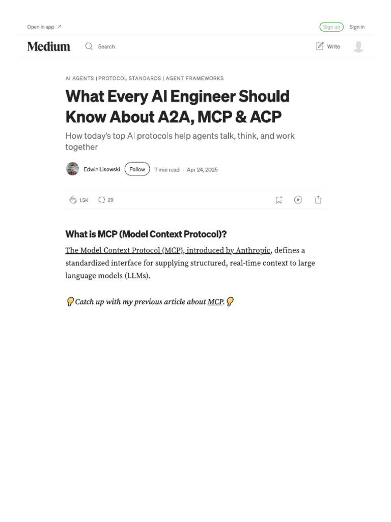 What Every AI Engineer Should Know About A2A MCP & ACP | PDF