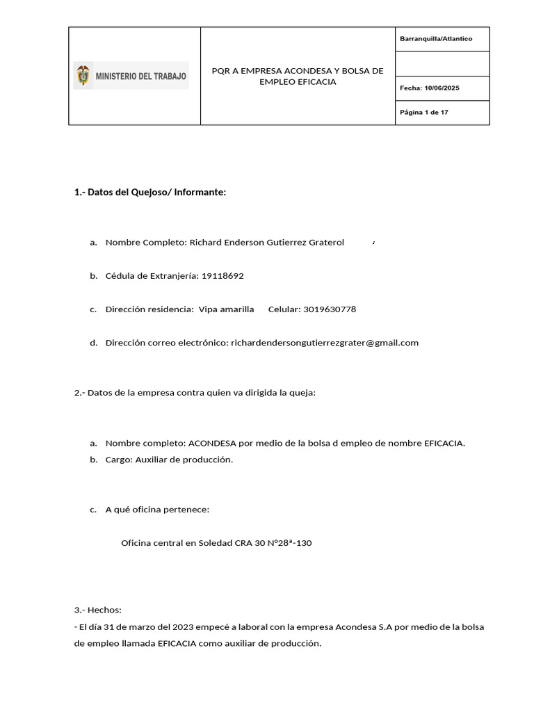 Formato Queja Disciplinaria-Comprimido | PDF
