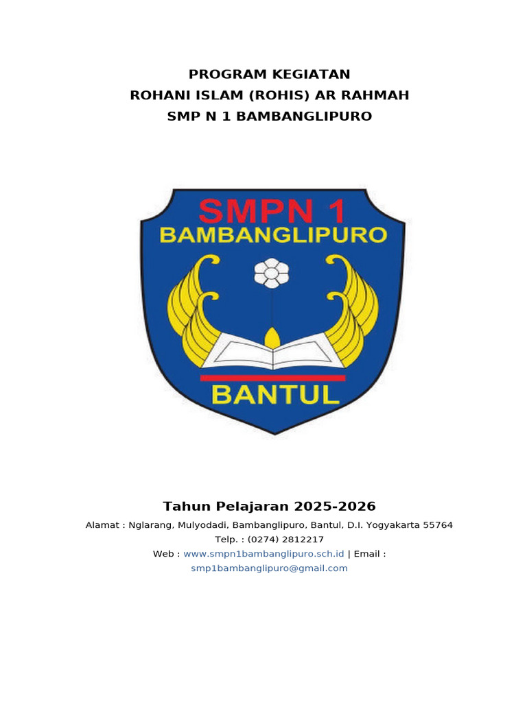 Program Kerja Rohis SMPN 1 Bambanglipuro | PDF