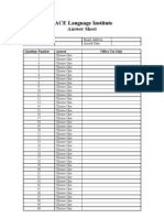 PACE Language Institute: Answer Sheet