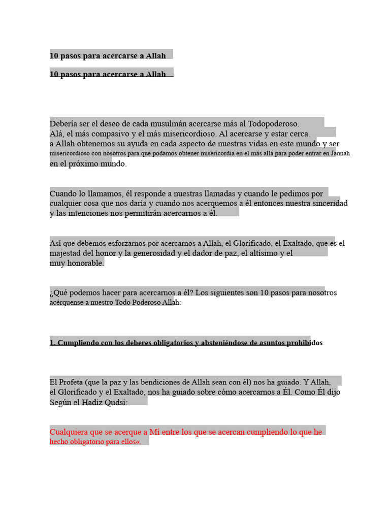 10 Pasos para Acercarse A Allah | PDF | Pecado | Perdón