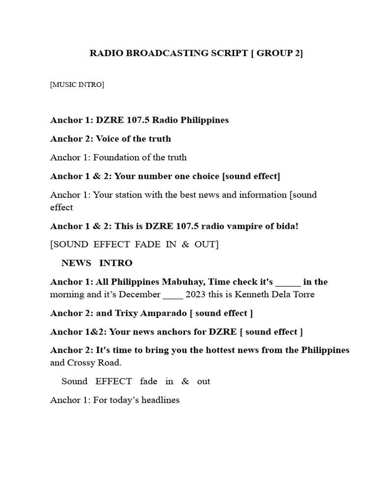 DZRE 107.5 Radio News Broadcast Script | PDF | Mental Health | Abnormal ...