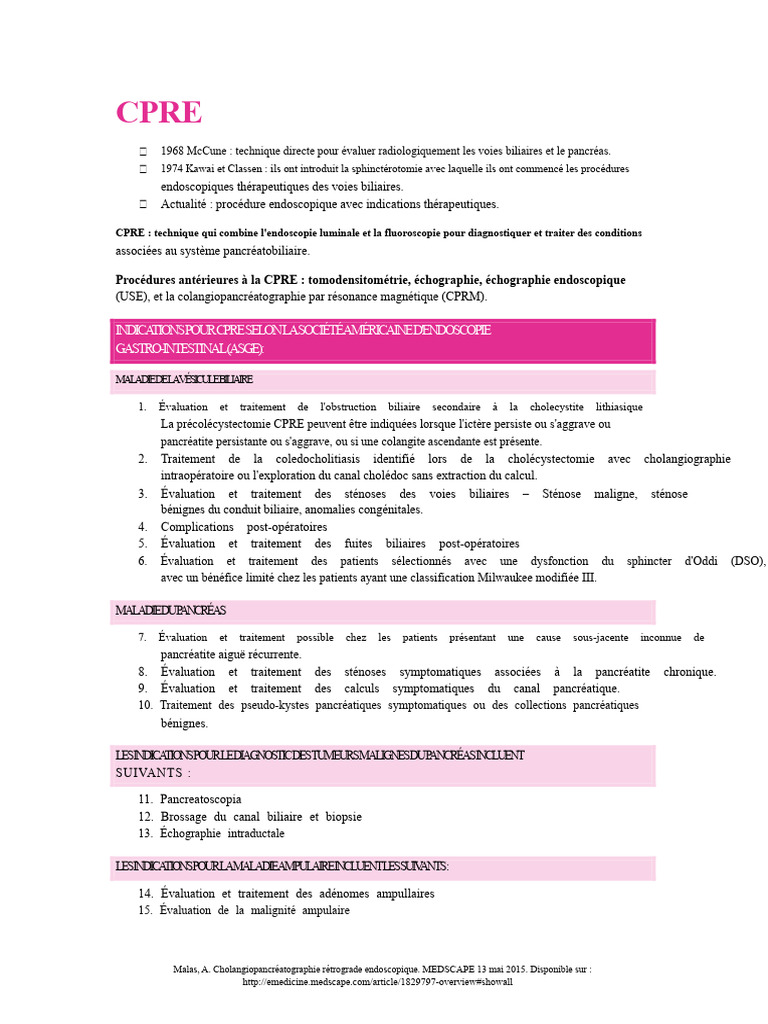 Indications et techniques de CPRE | PDF | Abdomen | Organe