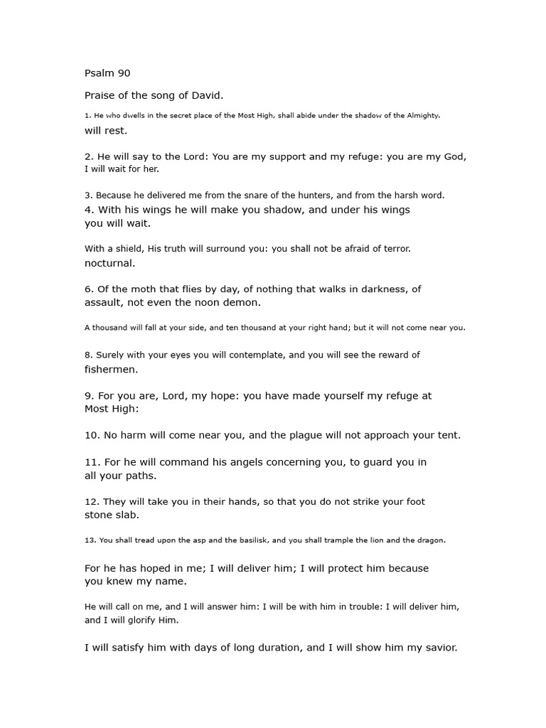 Psalm 91: Divine Protection Prayer | PDF