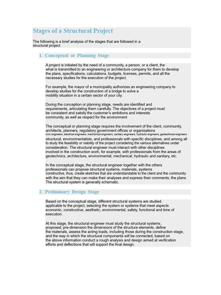 Structural Project Development Stages | PDF | Structural Analysis | System