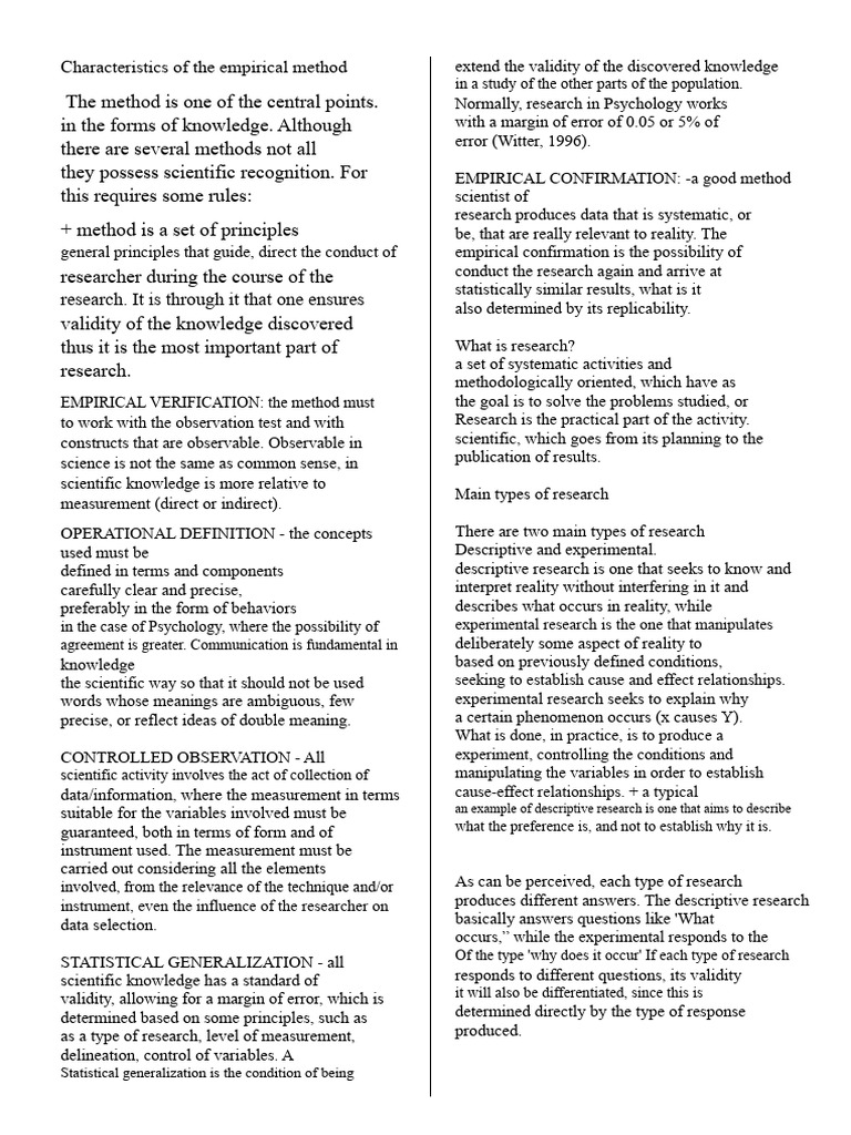 Characteristics of Empirical Research | PDF | Methodology | Validity ...