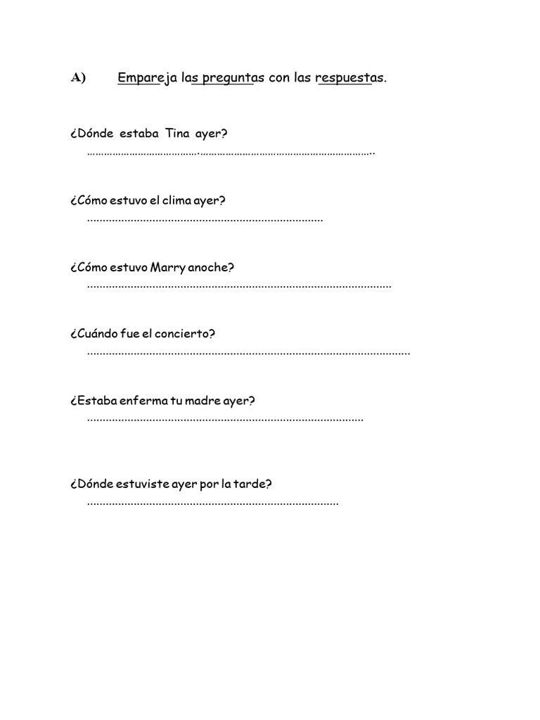 Empareja Las Preguntas Con Las Respuestas | PDF