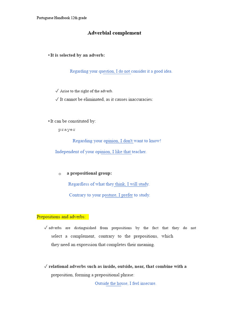 Understanding Adverbial Complements | PDF